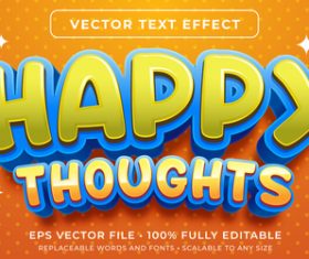 Happy thoughts editable font effect text vector