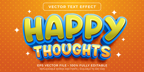 Happy thoughts editable font effect text vector