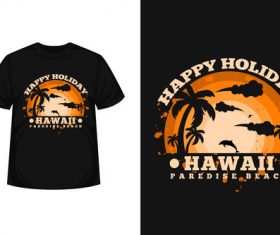 Hawaii paredise beach T shirt design vector
