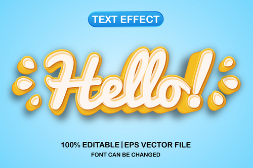 Hello text font style vector