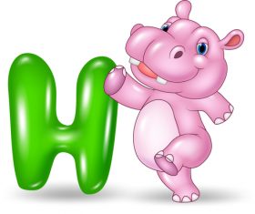 Hippo and alphabet vector