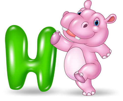 Hippo and alphabet vector