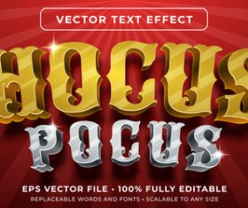 Hocus pocus editable font effect text vector