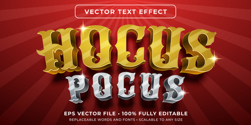 Hocus pocus editable font effect text vector