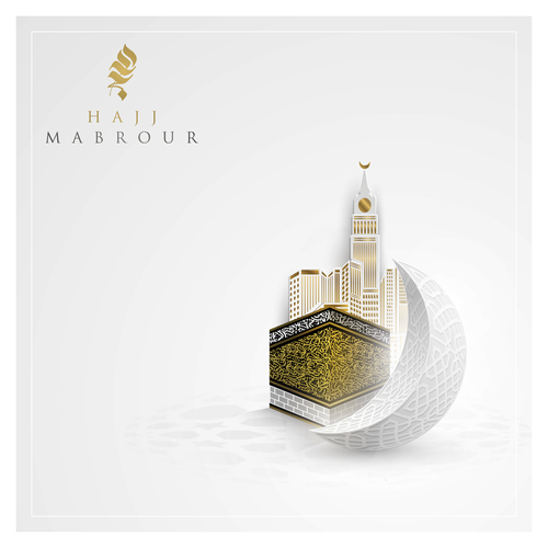 Holy Land Mecca Hajj Background Card Vector