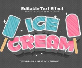 Ice cream text effect vector