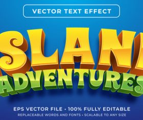 Island adventures editable font effect text vector