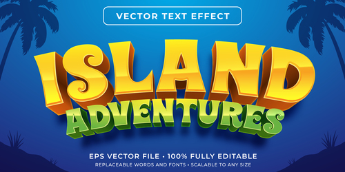 Island adventures editable font effect text vector