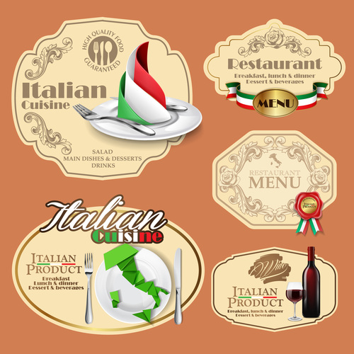 Italian restaurant label vector