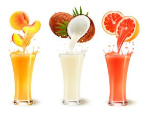 Juice in fruit vector