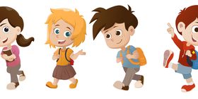 Kid go to school All cartoon vector