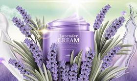 Lavender skin care cosmetics advertisement vector