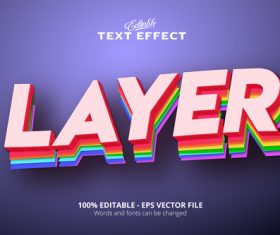 Layer text effect modern neon pink style vector