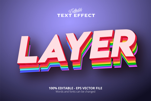 Layer text effect modern neon pink style vector