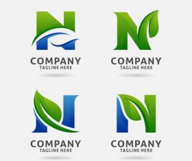 Letter N leaf logo design vector