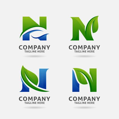 Letter N leaf logo design vector