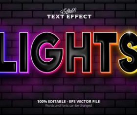 Lights text effect vector