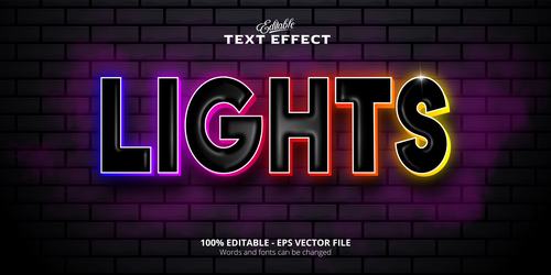 Lights text effect vector