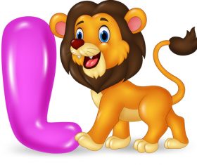 Lion and alphabet vector
