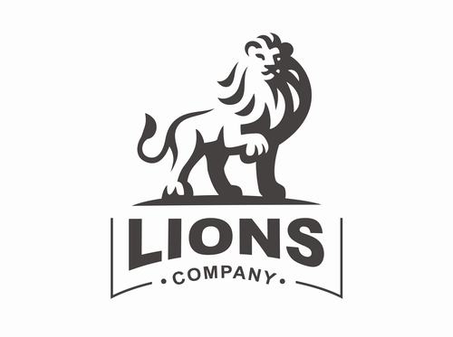 Lions company emblem design vector