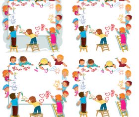 Little painter cartoon vector