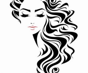 Long curly hair styling girl vector