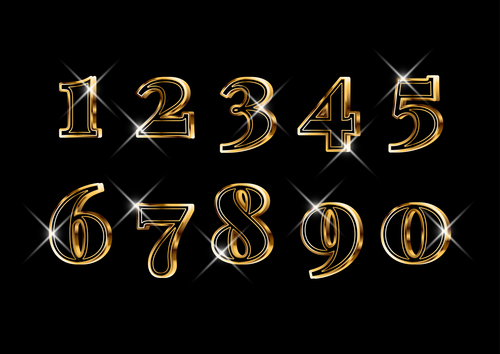 Luxury elegant 3d gold numbers set vector