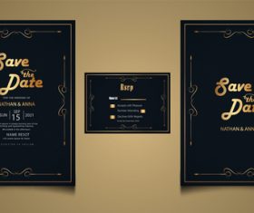 Luxury modern wedding invitation vector card