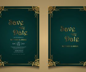 Luxury modern wedding invitation vector card with golden decoration