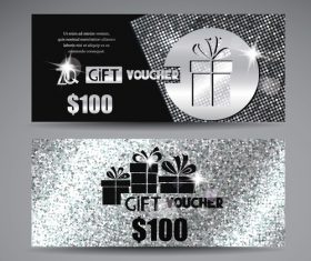 Luxury silver gift voucher vector
