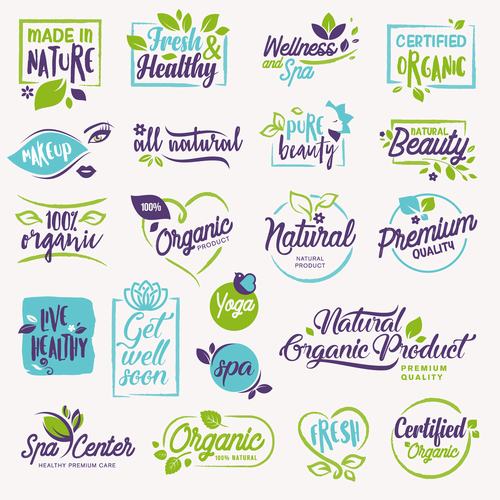 Made in nature beauty badges vector