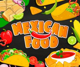 Mexican food stickers vector