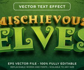 Mischievous elves editable font effect text vector
