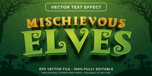 Mischievous elves editable font effect text vector