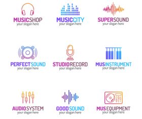 Music logo set vector