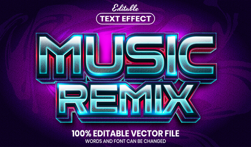 Music remix text font style vector