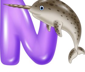 Narwhal and alphabet vector