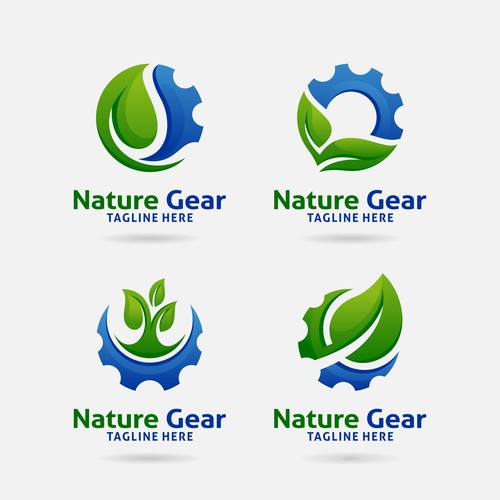 Nature gear logo design vector