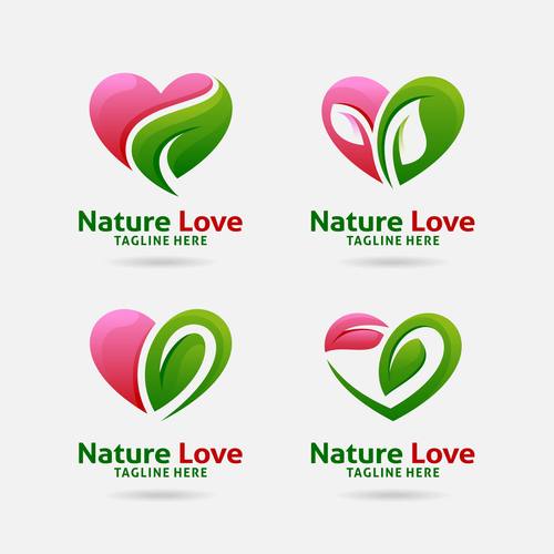 Nature love logo design vector