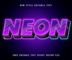 Neon editable text effect modern neon style vector