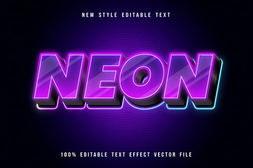 Neon editable text effect modern neon style vector