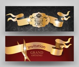Opening ribbon cutting invitation card vector