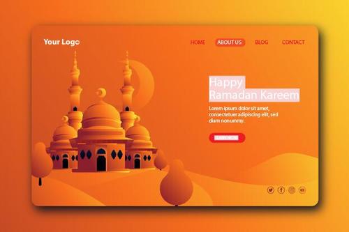Orange gradient login website page design vector