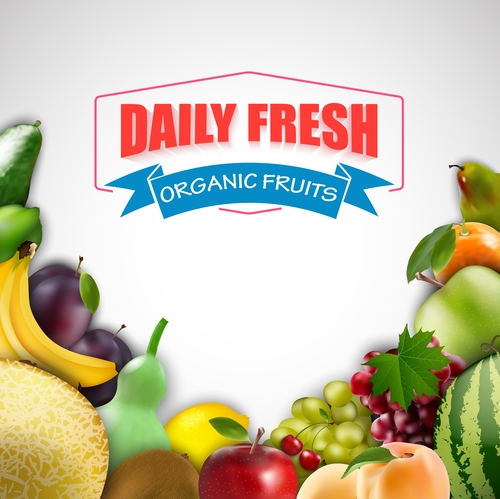 Organic fresh fruits vector