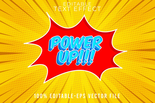 POWER UP with cartoon style vector