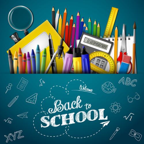 Pencil and back to school posters in vector