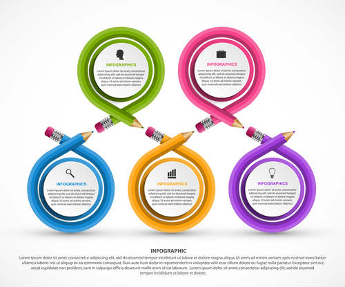 Pencil circle infographic vector