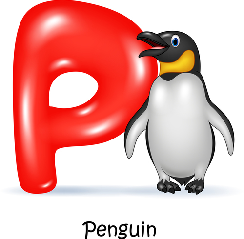 Penguin fish and alphabet vector