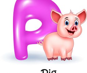 Pig and alphabet vector