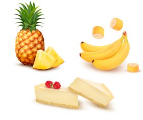 Pineapple banana cheesecake vector